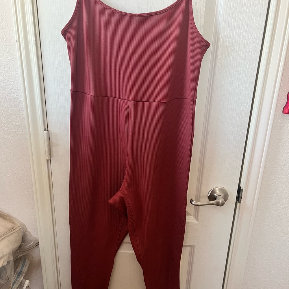 Wild Fable Ribbed Maroon Jumpsuit